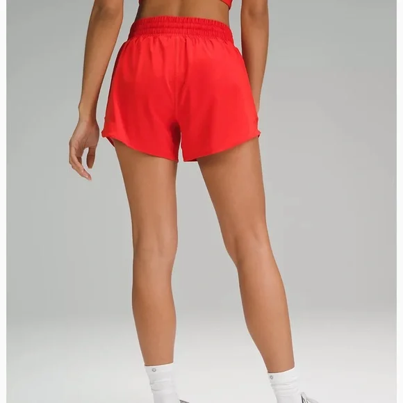 Lululemom Hotty Hot Lined High Rise 4” Carnation Red Shorts - Picture 2 of 6